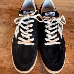 Golden Goose Ball Star Sneakers, Black Suede w/ White Star, Women's size 39